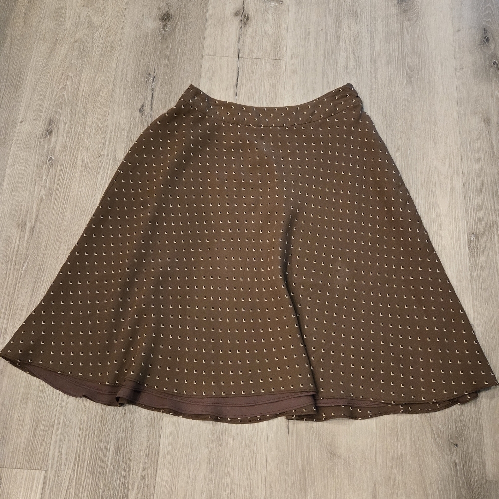 Jones New York A Line Brown Printed Lined Skirt Size 8